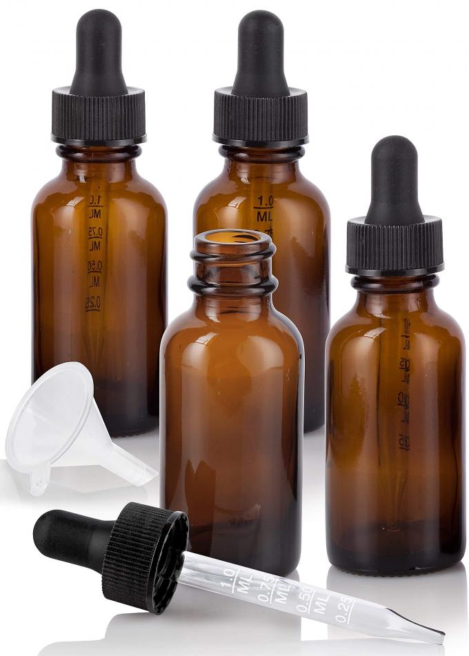Graduated Scale Amber Glass Cosmetic Containers 0.7oz 30ml Dropper Bottles With Pipette 3