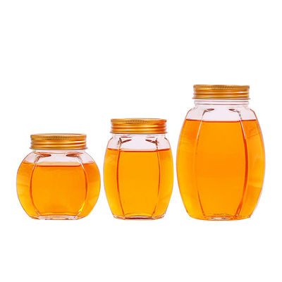 Big Belly Honey Glass Jar 500ml Six Sided Heat Resistant ISO9001