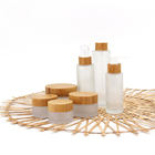 Glass Cosmetic Containers Bamboo Cosmetic Packaging Bamboo Lid Cream Cosmetic Jar