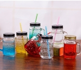 ISO Red Blue Colored Mason Jars With Handles 12.3in 4.7pounds Regular Mouth