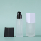 Empty Square Frosted Glass Cosmetic Containers 1.4oz Pump Bottle Personal Care