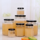 730ml Polygon Hexagon Glass Storage Bottles Embossed For Chili Sauce Pickle