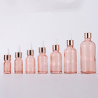 Round Glass Cosmetic Containers Pink Dropper Bottle 10ml To 100ml
