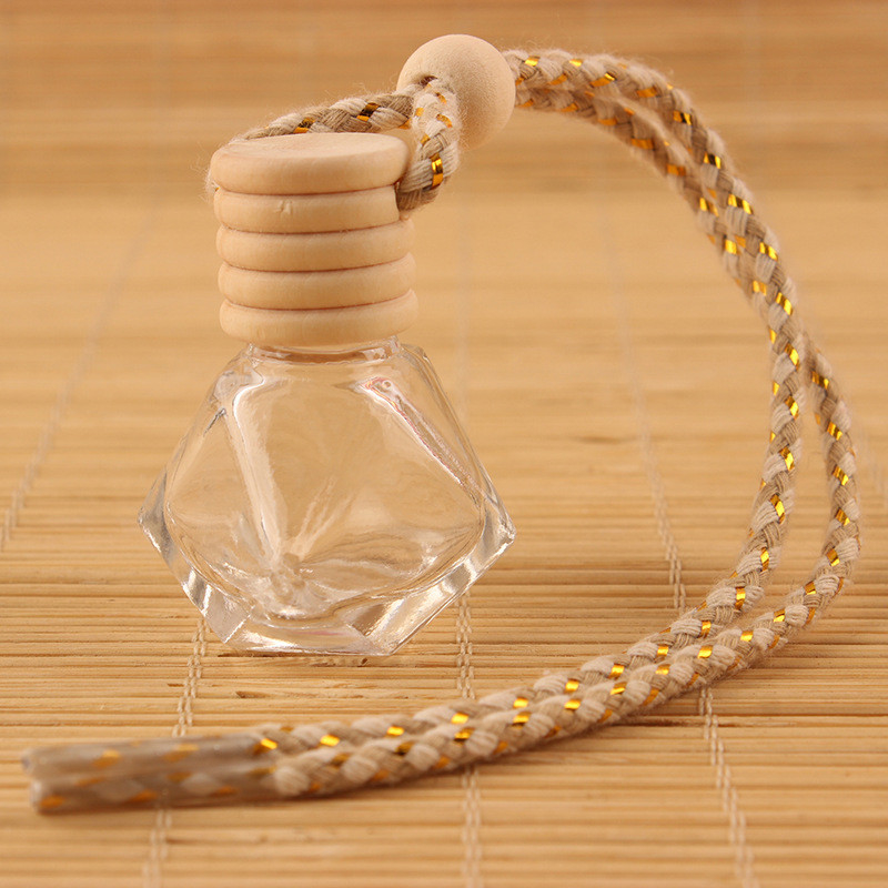 Empty Diamond Car Reed Diffuser Pendant 8ml Air Freshener Bottle And Wooden Lid