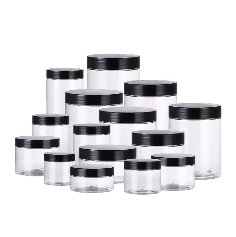 Clear Food Container Plastic Storage Jars 4oz 8oz With Plastic Lid Metal Lid