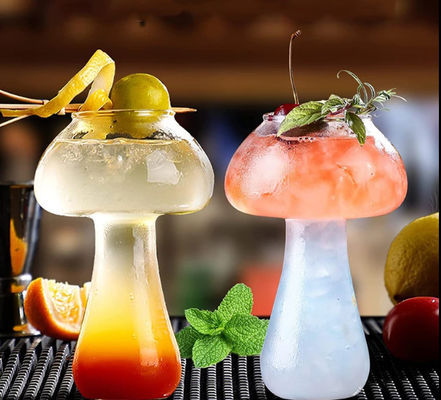 Good price Mushroom Shape Beverage Cocktail Glass Bottle Transparent 285ml For Bar Store online