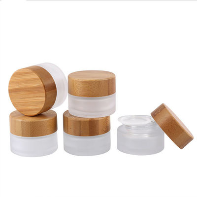 Good price 5 To 15ml Cosmetic Frosted Glass Jar With Wooden Cap online