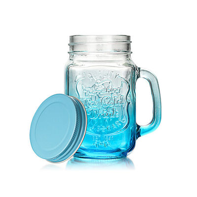 Good price ODM Coloured Glass Coffee Cups 16 Oz Mason Jar Straw Lid Wide Mouth online