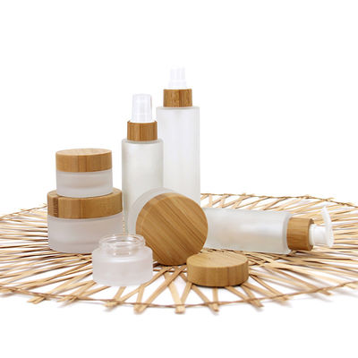 Good price Glass Cosmetic Containers Bamboo Cosmetic Packaging Bamboo Lid Cream Cosmetic Jar online