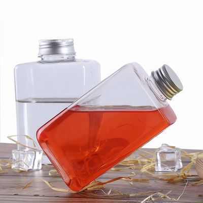 Good price Plastic 16 Oz Natural Beveled Square HDPE Juice Bottle UV Plating online