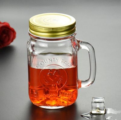 Good price ISO14001 Glass Storage Bottles Crackproof Country Fair Mason Jar Mugs 5.25in online