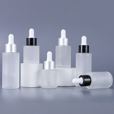 Good price Glass Cosmetic Containers Flat Shoulder Frosted Cosmetic Serum Dropper Bottle online