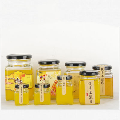 Good price 380ml 250ml Transparent Glass Jars HD Crystal Square Glass Honey Jar online
