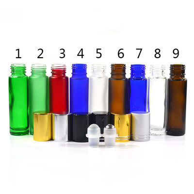 Good price 10ml Glass Cosmetic Container Colorful Roll On Bottle 10ml With Metal Screw Cap online