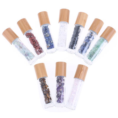 Good price 10ml Glass Roll On With Gemstone Essential Oil Roller Bottle With Bamboo Cap online