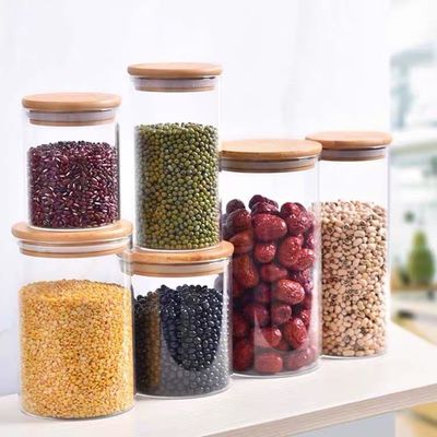 Good price Dry Fruit High Borosilicate Glass Storage Bottles Sustainable ODM Bamboo Lid online