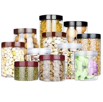 Good price 55mm Clear Round Plastic Storage Jars With Aluminum Lids Explosion Proof online