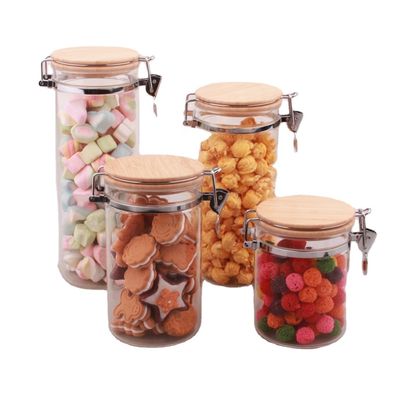 quality 1L 1.35L 1.6L Large Clear High Borosilicate Glass Jar Bamboo Lid Washable Reusable factory