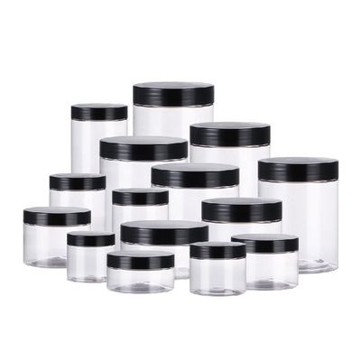 Good price Clear Food Container Plastic Storage Jars 4oz 8oz With Plastic Lid Metal Lid online