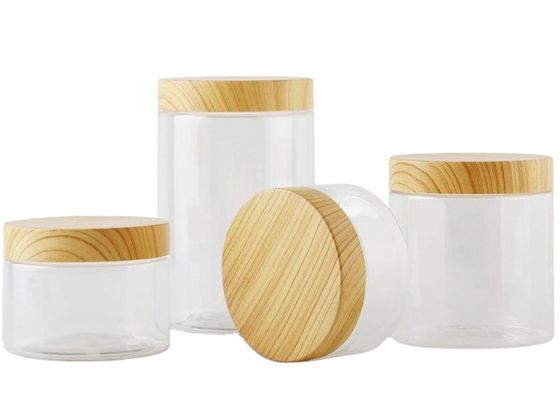 Good price Cosmetic Clear Plastic Storage Jar Empty Refillable With Bamboo Cap online