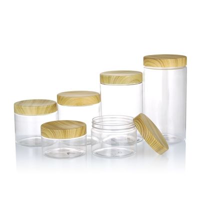 Good price Clear PET Plastic Jar 80ml 100ml 120ml 150ml 200ml 250ml With Bamboo Lid online